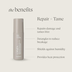 L’ANZA product on hand smoothing hair to show detangling benefit