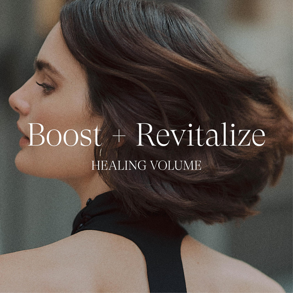 L’ANZA shampoo in a styled bathroom scene for fuller, shiny hair results