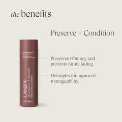 L’ANZA ingredient label detail showing hibiscus and keratin technology for strength