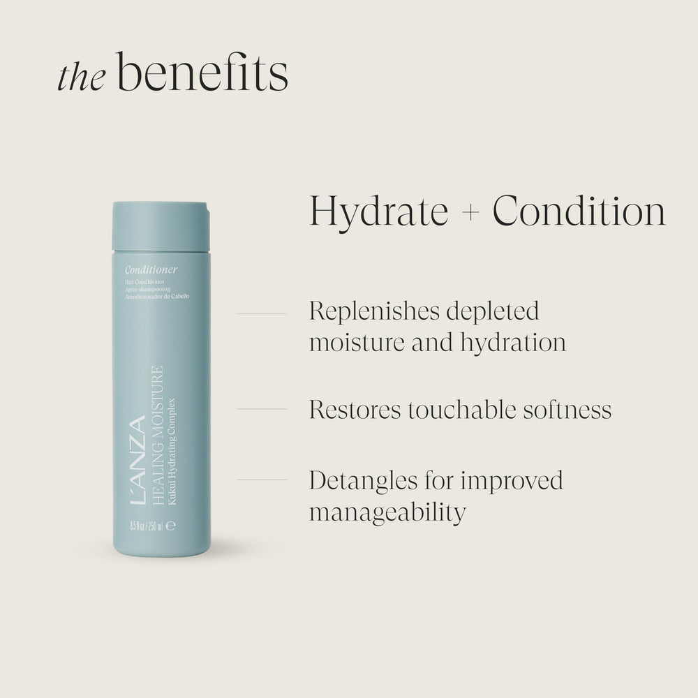 L'ANZA conditioner texture pouring from bottle to show creamy, lightweight hydration