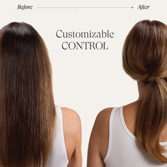 L’ANZA styled hair before and after showing added volume and frizz control