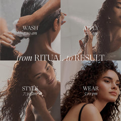 Close-up droplets of L’ANZA on hair, highlights quick absorption and shine