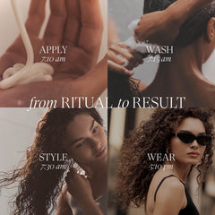 L’ANZA shampoo applied on wet hair showing smoothing and frizz control