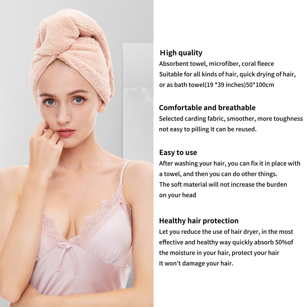 Laojbaba towel wrapped on long hair demonstrating secure, hands-free drying
