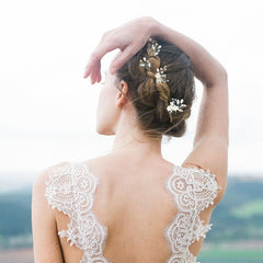 LAPOHI closeup of pearl and rhinestone detail highlighting sparkle and refined appearance
