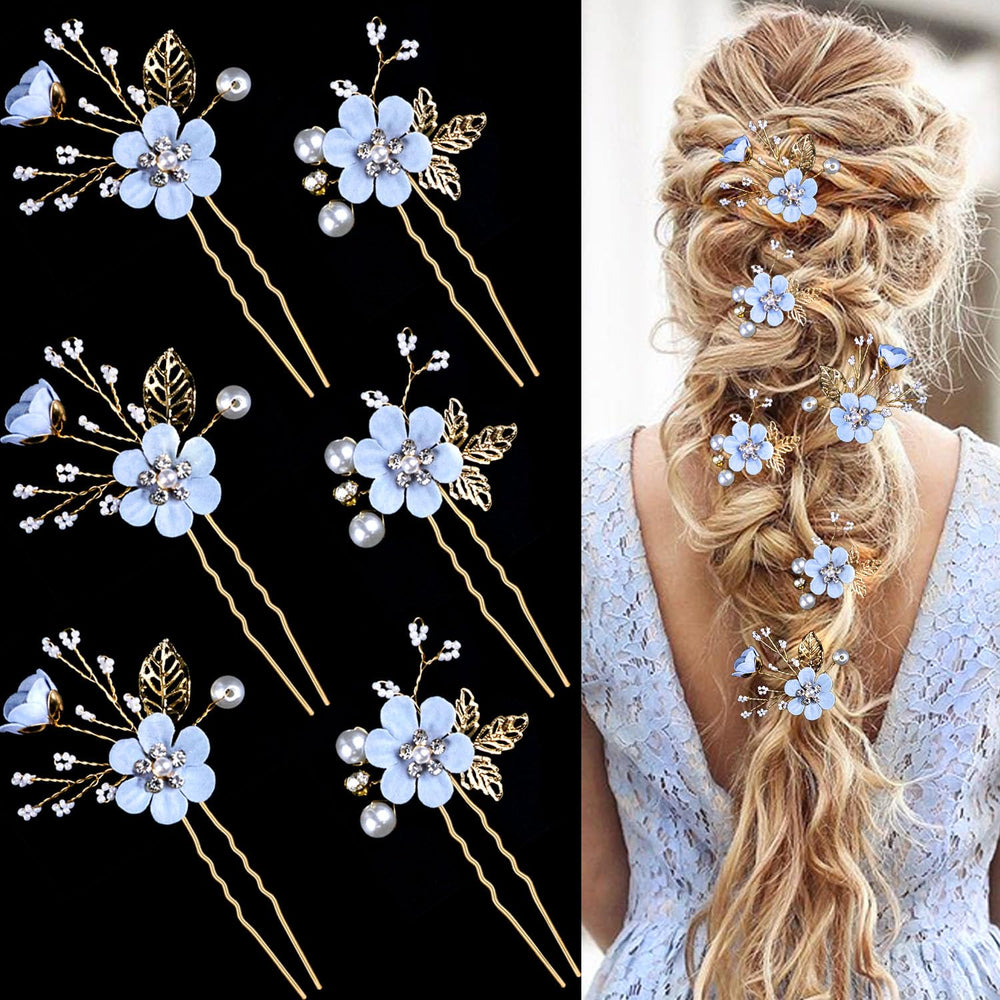 LAPOHI front view showing gold hair pins for elegant bridal styling