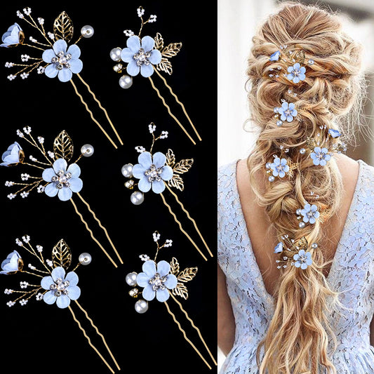 LAPOHI front view showing gold hair pins for elegant bridal styling