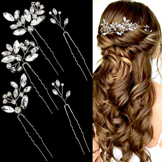 LAPOHI front view of five silver hair pins showing design and sparkle benefits