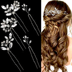 LAPOHI front view of five silver hair pins showing design and sparkle benefits