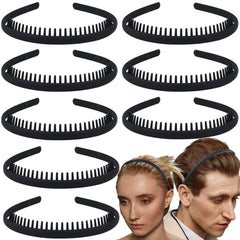 LAPOHI front view of eight matte black headbands showing compact pack and neat finish