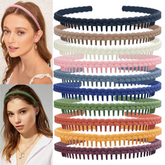 LAPOHI front view of ten colorful headbands showing variety and durable finish