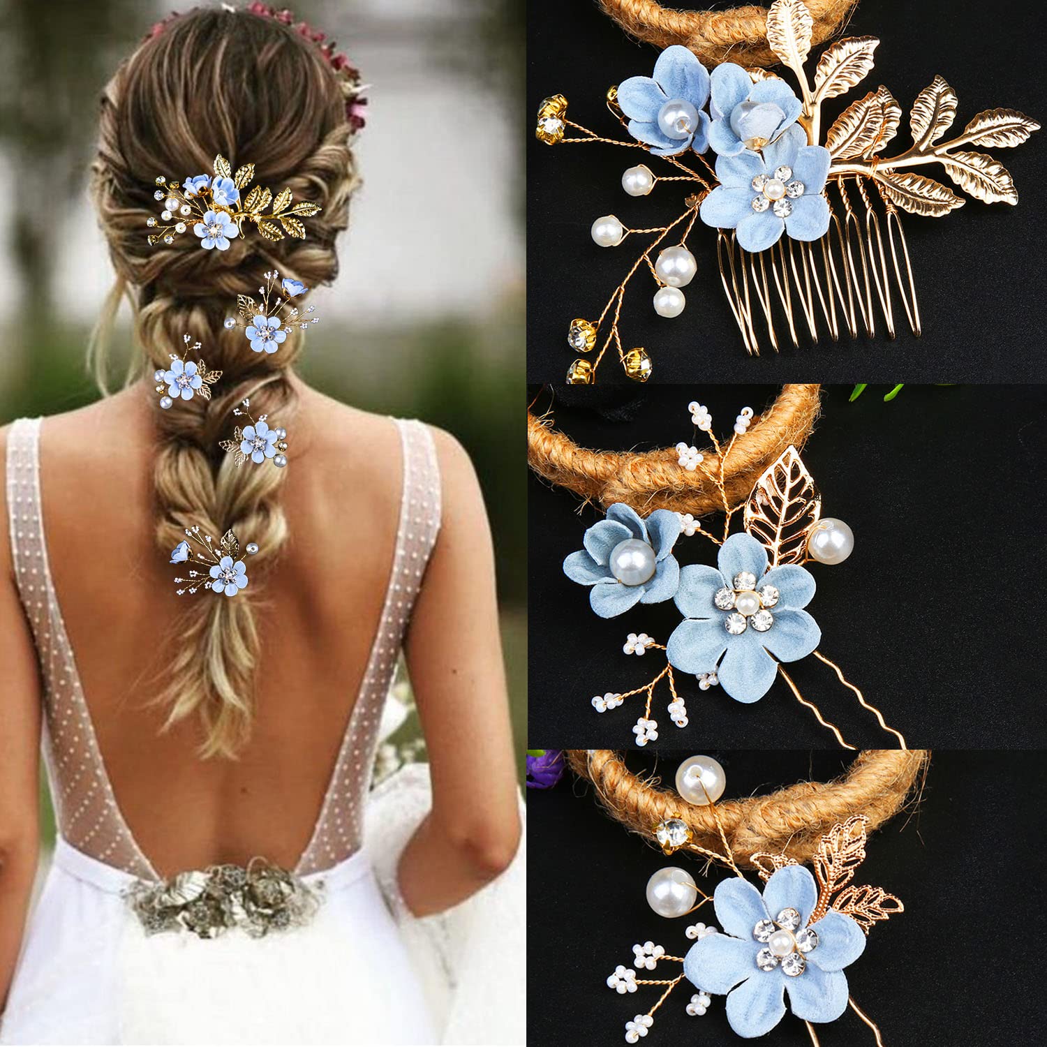 LAPOHI pinned into bridal updo adding sparkle and secure hold