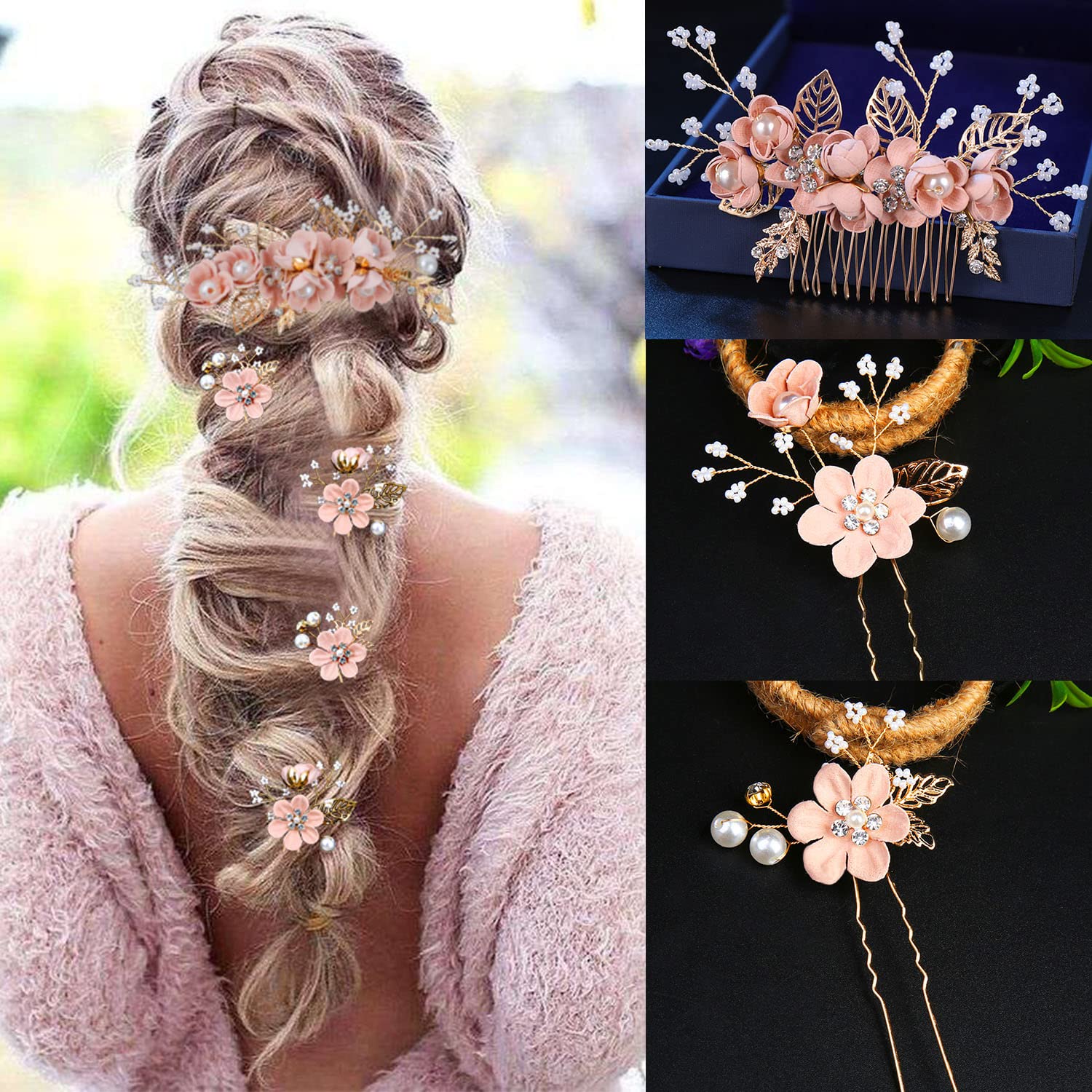 LAPOHI four hair pins and one comb laid out to show shape variety for versatile styling
