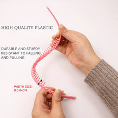 LAPOHI headband next to hand showing size and flexible, elastic benefit