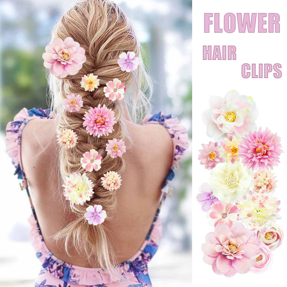 LAPOHI small floral buds clipped into braid showing delicate festival styling benefit