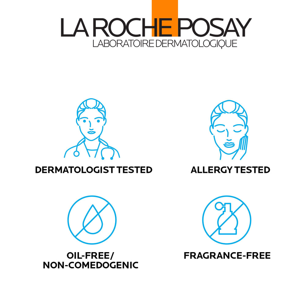 La Roche-Posay lotion applied on arm at beach showing water resistance