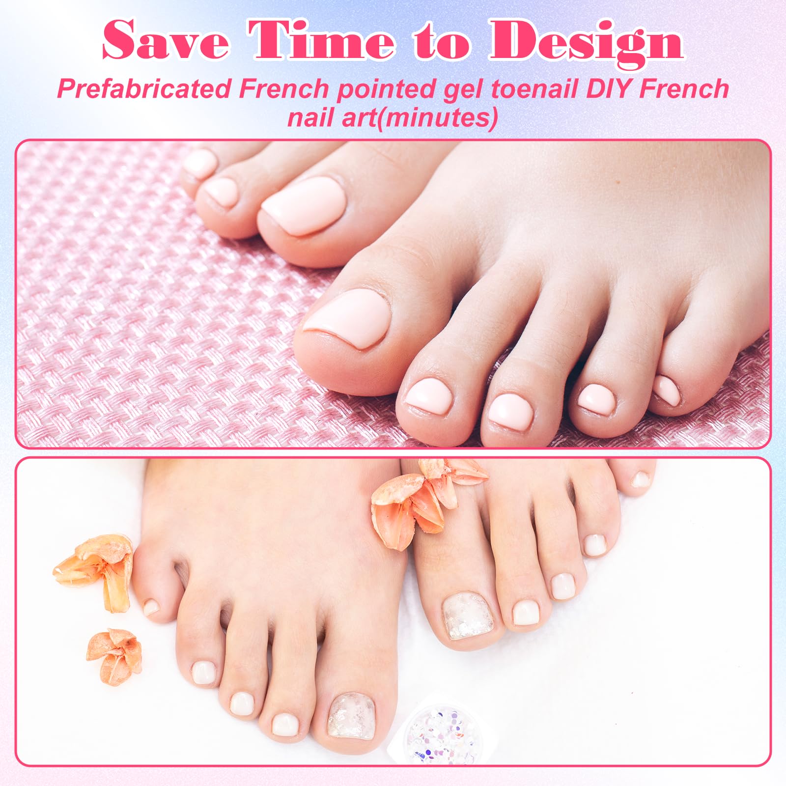 Larrel toenails beside ruler showing scale and 15 available sizes