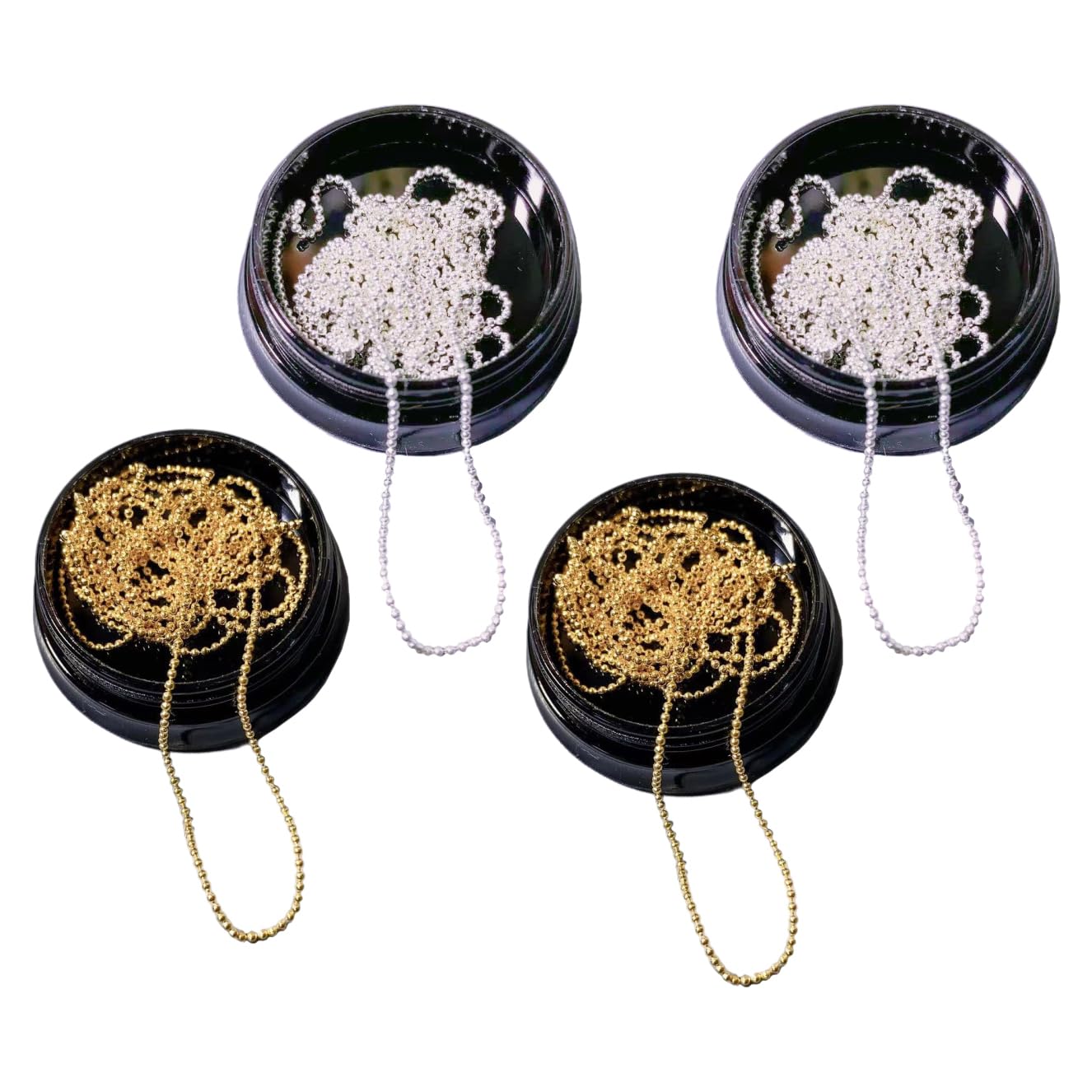 lasenersm front packaging showing silver and gold chains for neat storage and use