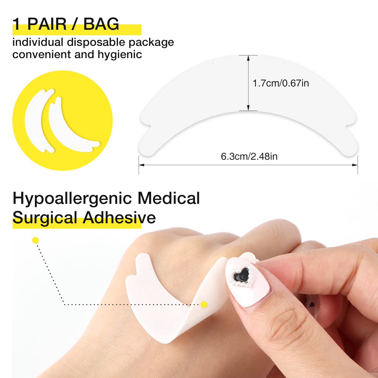 LASHVIEW adhesive peel detail showing gentle stick and easy removal benefit
