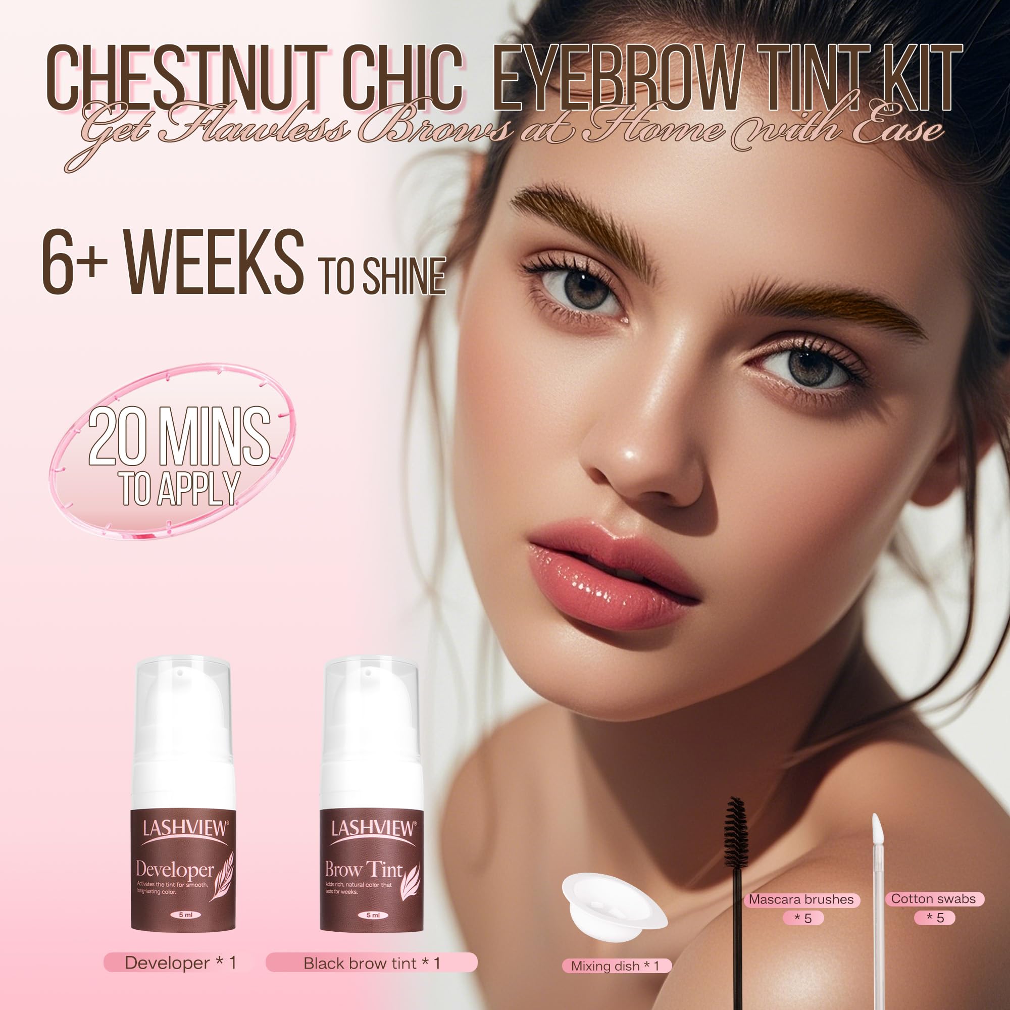 LASHVIEW close-up of cream and developer bottles for accurate mixing