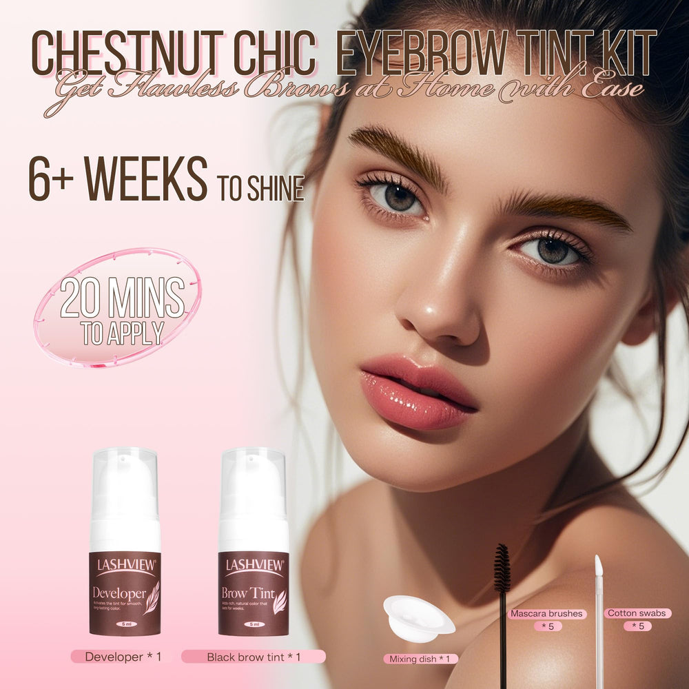LASHVIEW close-up of cream and developer bottles for accurate mixing