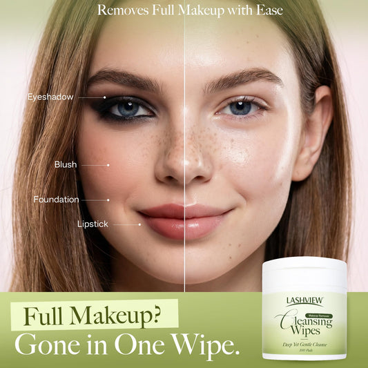 LASHVIEW close-up texture of wipe fibers showing soft plant-based material for gentle cleansing
