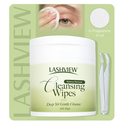 LASHVIEW front pack showing 100-count tub and resealable lid for convenient storage