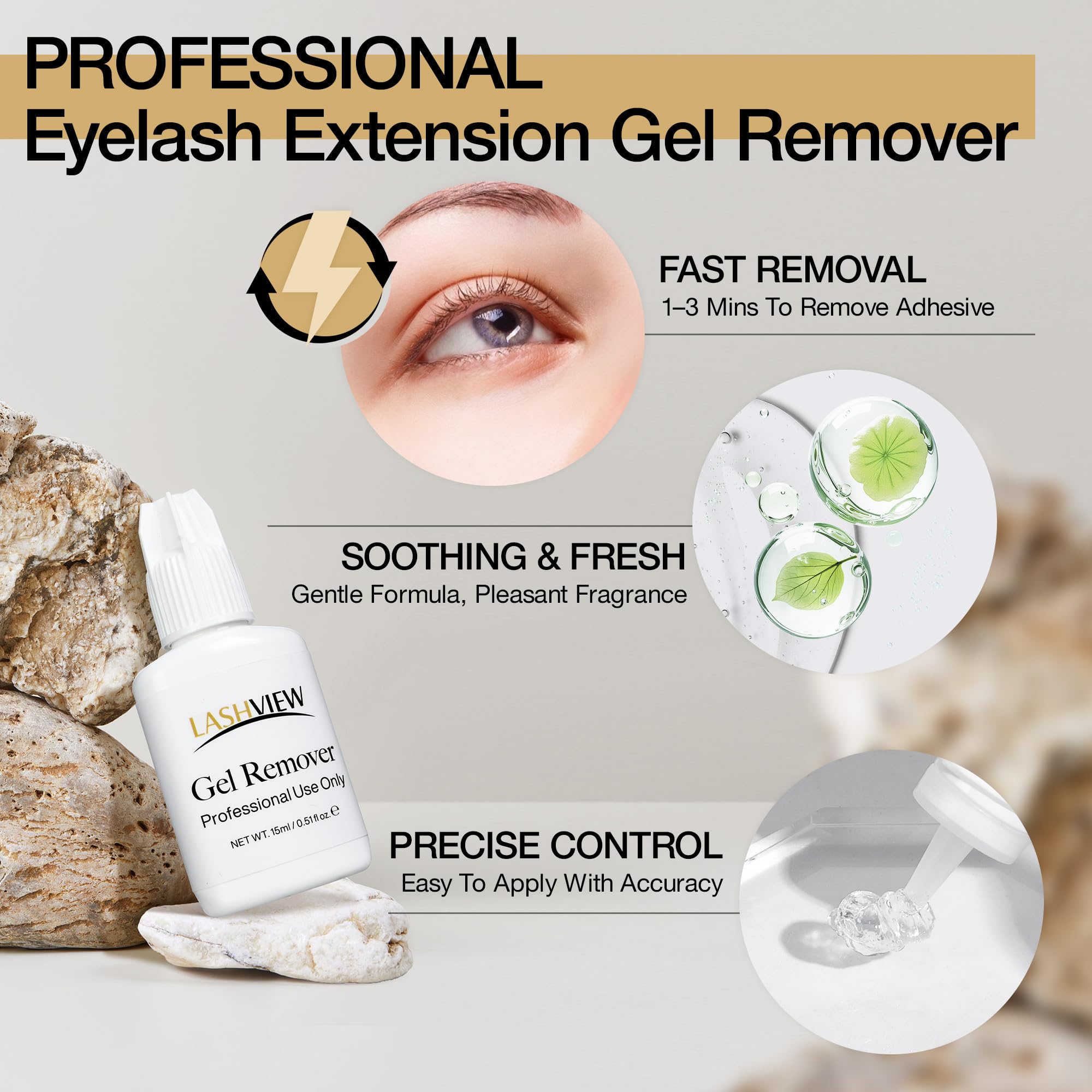 LASHVIEW gel texture close-up demonstrating non-drip consistency for precise application