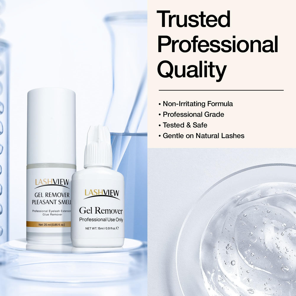 LASHVIEW label detail highlighting gentle ingredients and clear usage information