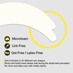 LASHVIEW pad applied on model eye demonstrating secure lower-lash isolation