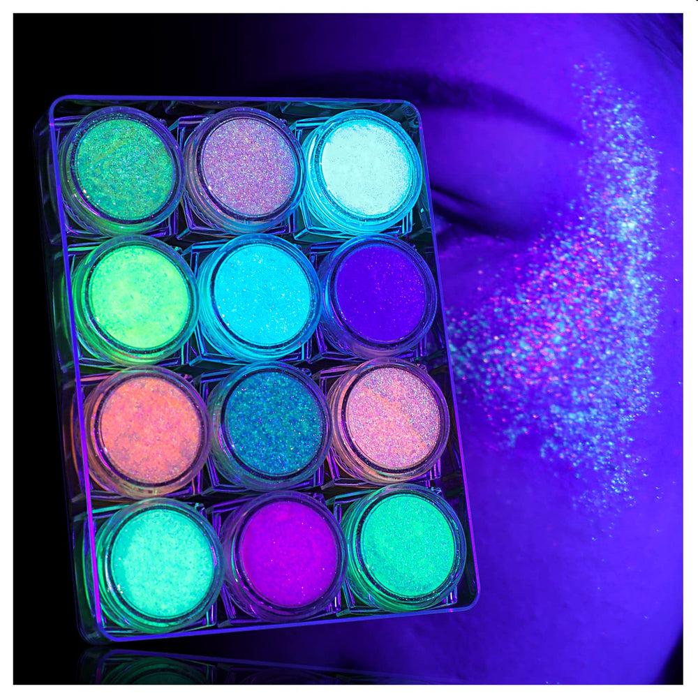 LATIBELL front packaging showing 12-color glitter gel set and benefits