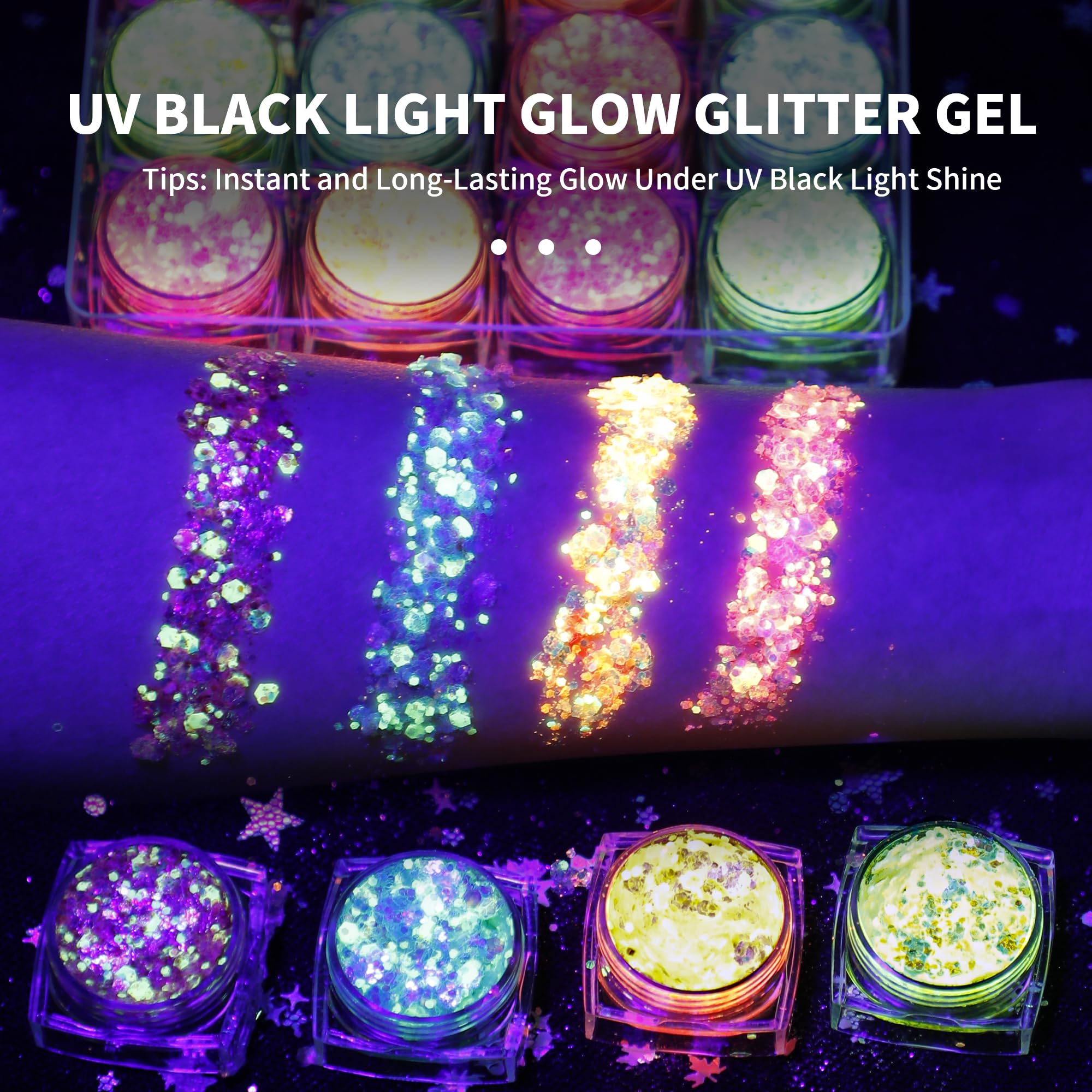 LATIBELL glitter streak in hair highlighting vibrant color and attention-grabbing shine