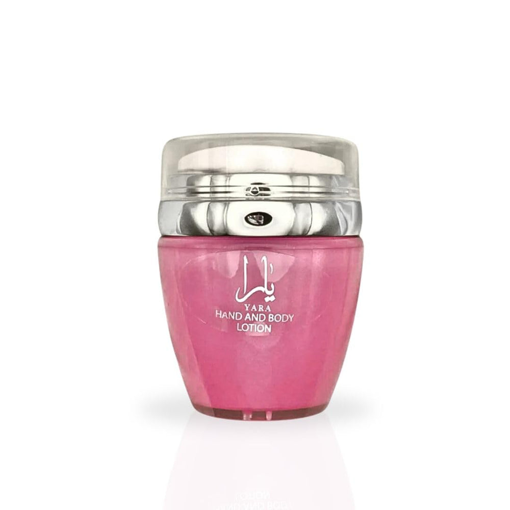 Lattafa YARA lotion texture closeup demonstrating creamy quick-absorbing moisture