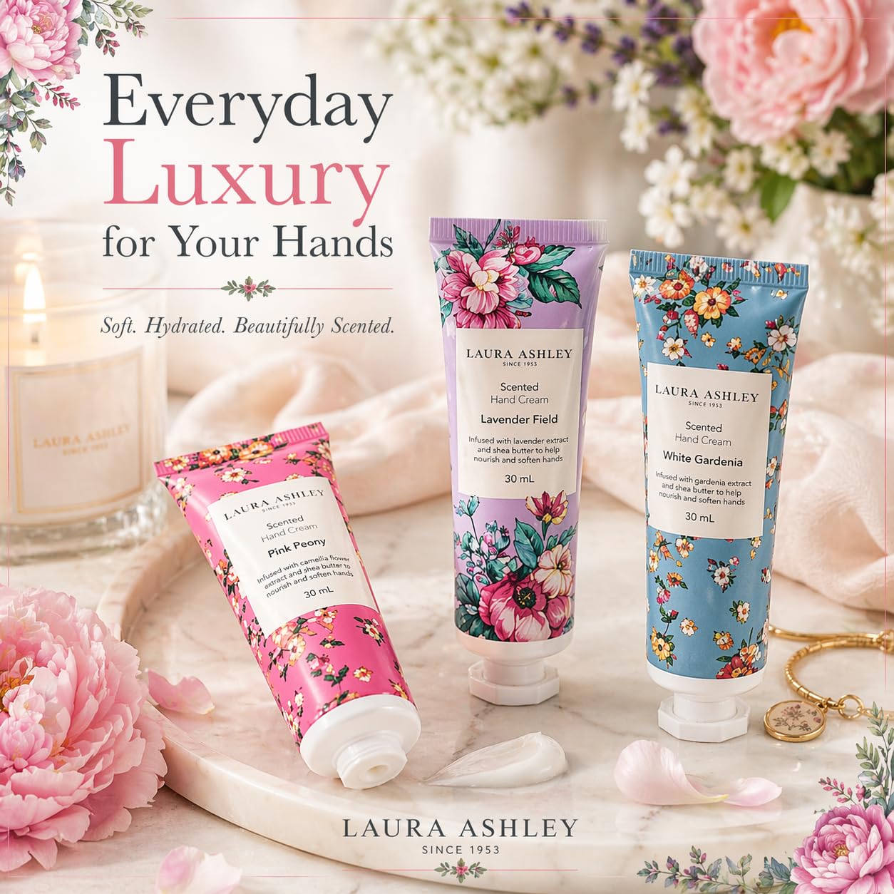 Laura Ashley ingredients close-up featuring shea butter to show nourishing benefit