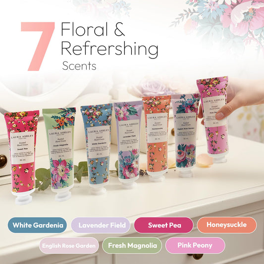 Laura Ashley seven tubes arranged to display each floral scent variety
