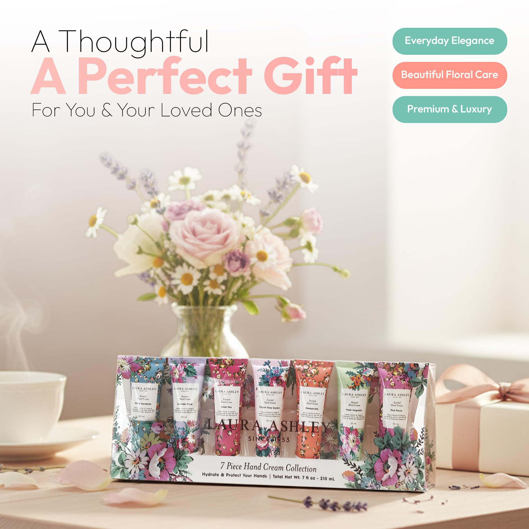 Laura Ashley texture cream swipe showing lightweight, creamy finish benefit