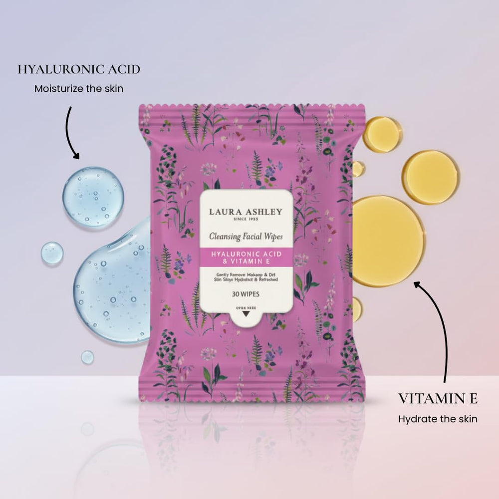 Laura Ashley wipe being pulled from pack demonstrating easy dispensing