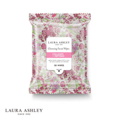 Laura Ashley wipes arranged on bath counter conveying quick home skincare use