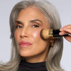 LAURA GELLER application on mature skin showing flattering, non-cakey finish
