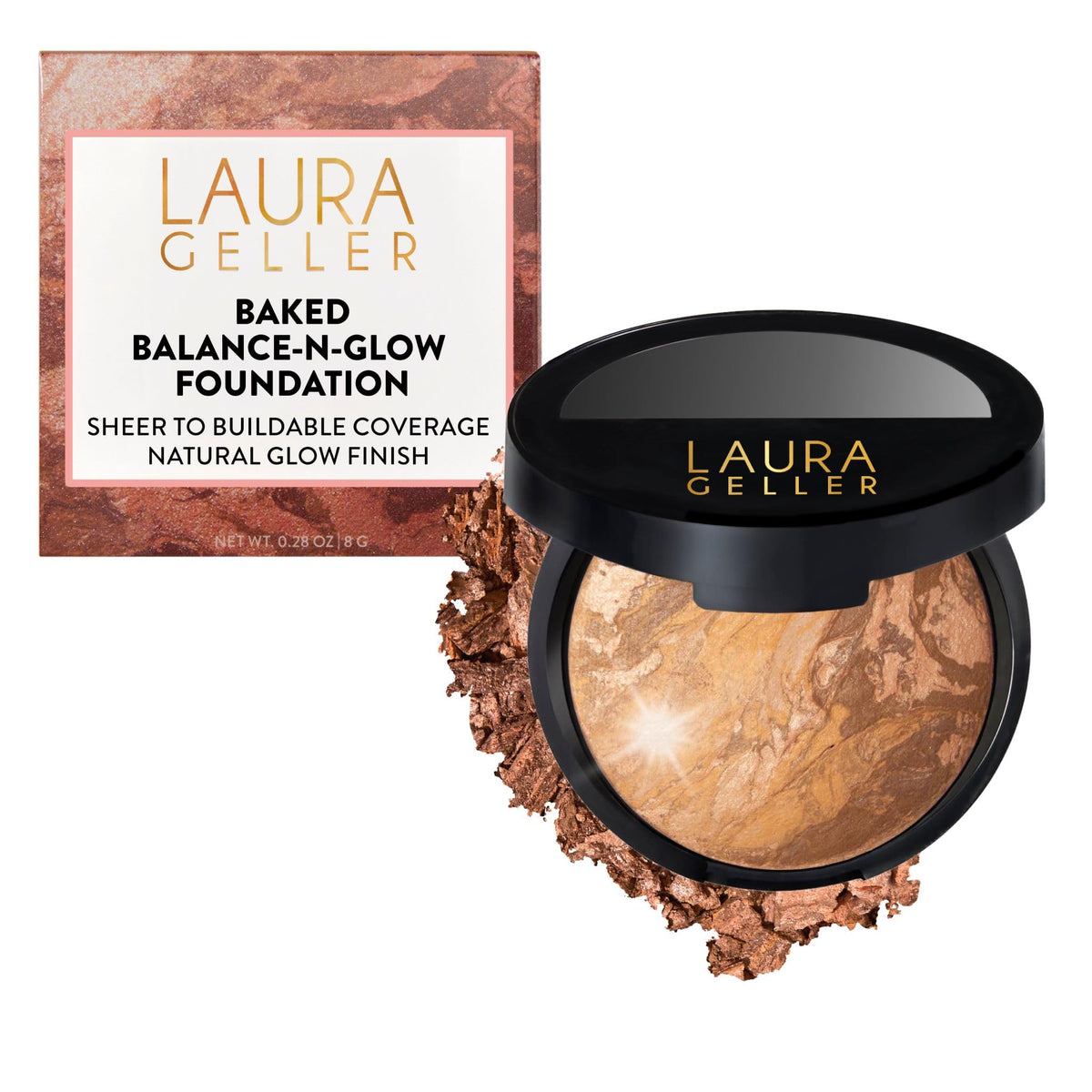 LAURA GELLER front compact tan showing elegant baked finish and easy portability