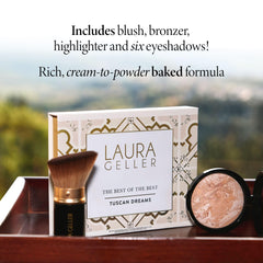 LAURA GELLER baked powder texture close-up showing blendable, smooth finish