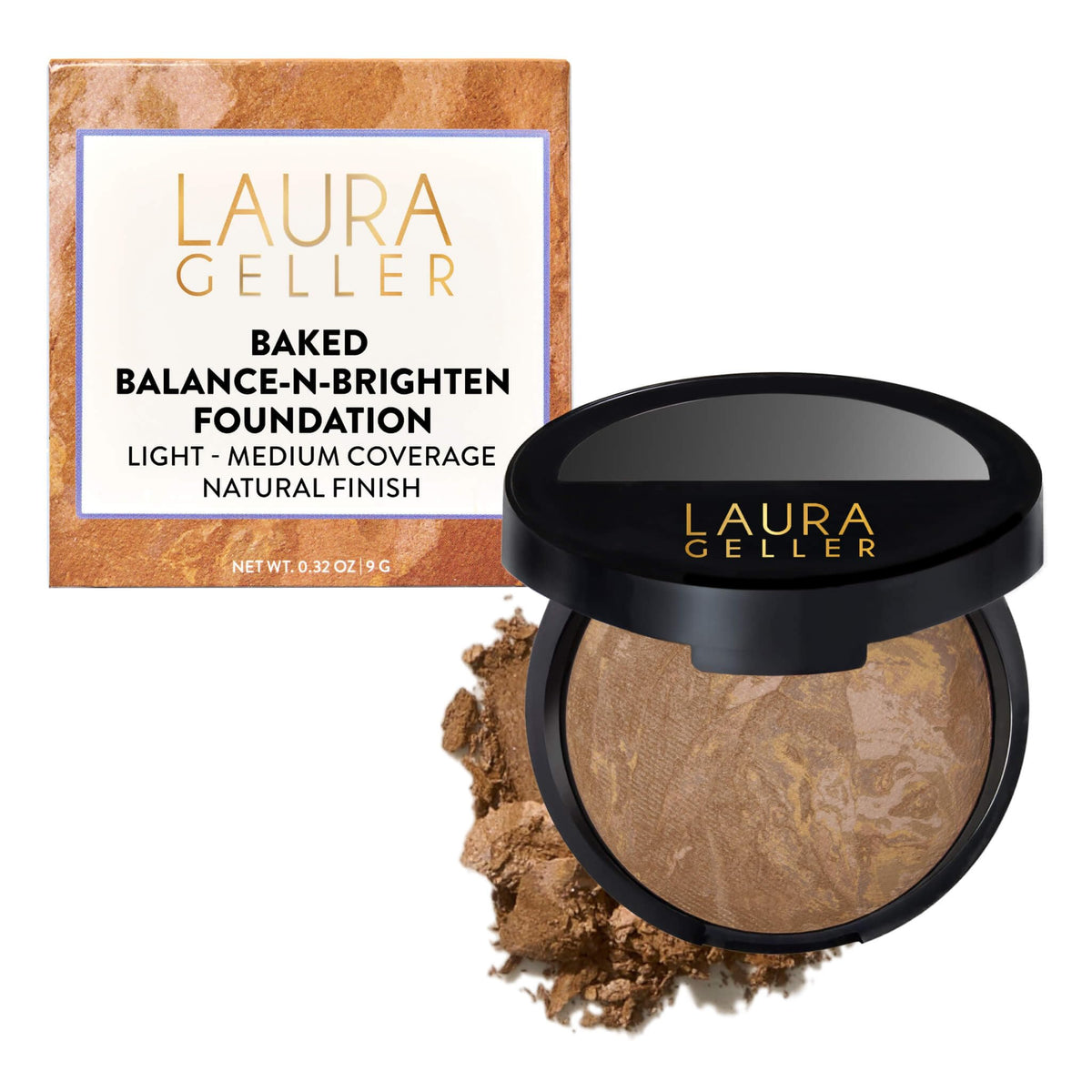 LAURA GELLER NEW YORK front pan view showing marbleized pigments and natural coverage