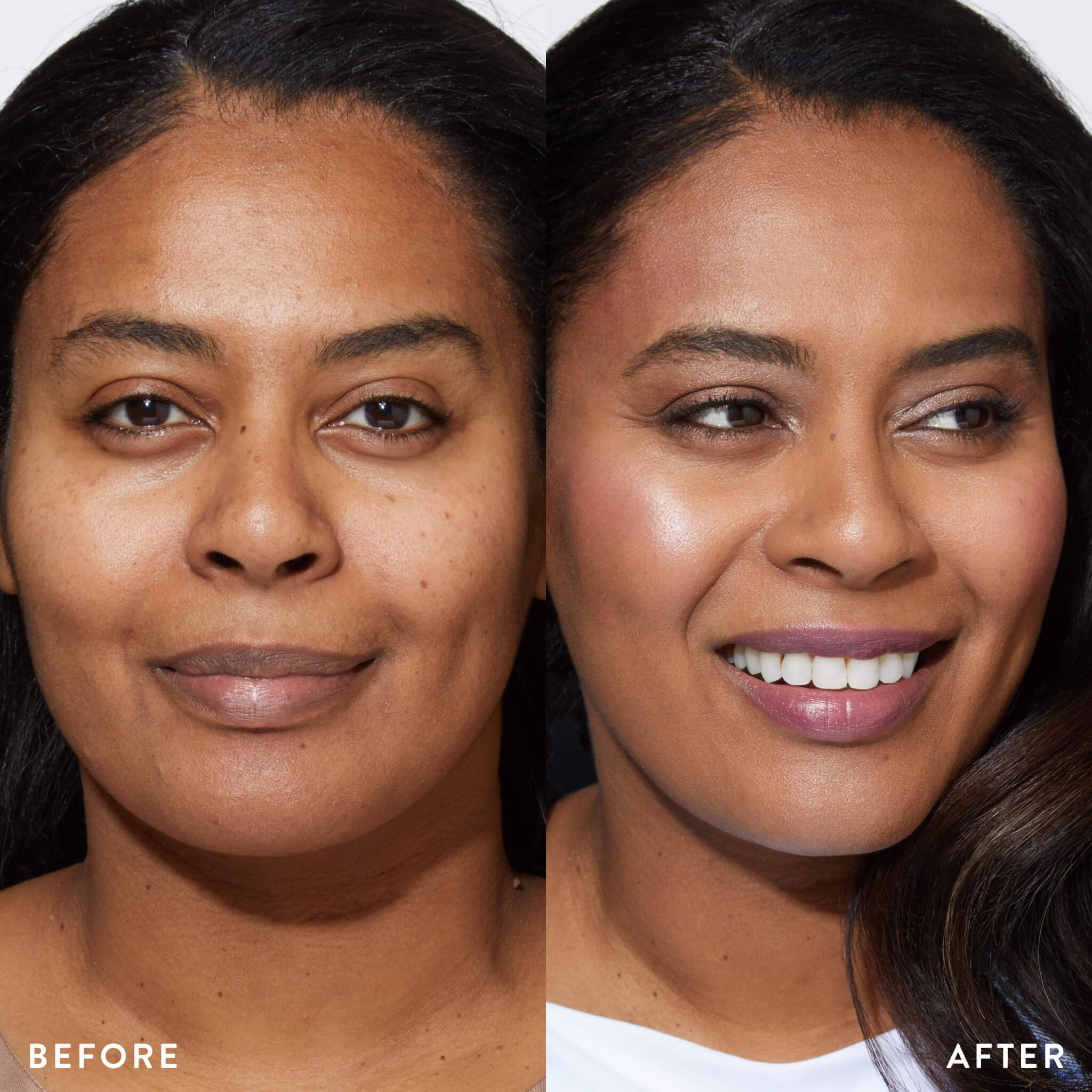 LAURA GELLER blush application on cheek showing lifted color and fresh appearance