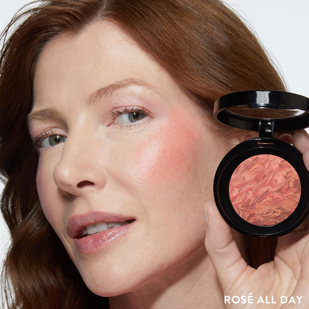 LAURA GELLER cheek swatch of Rosé All Day showing natural, buildable color