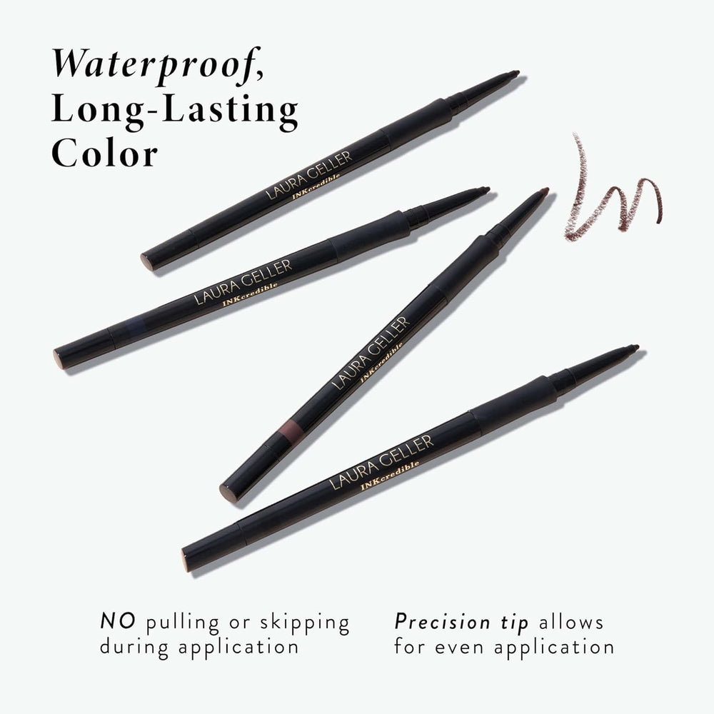 LAURA GELLER NEW YORK eyeliner in a makeup bag showing portability for on-the-go touch-ups