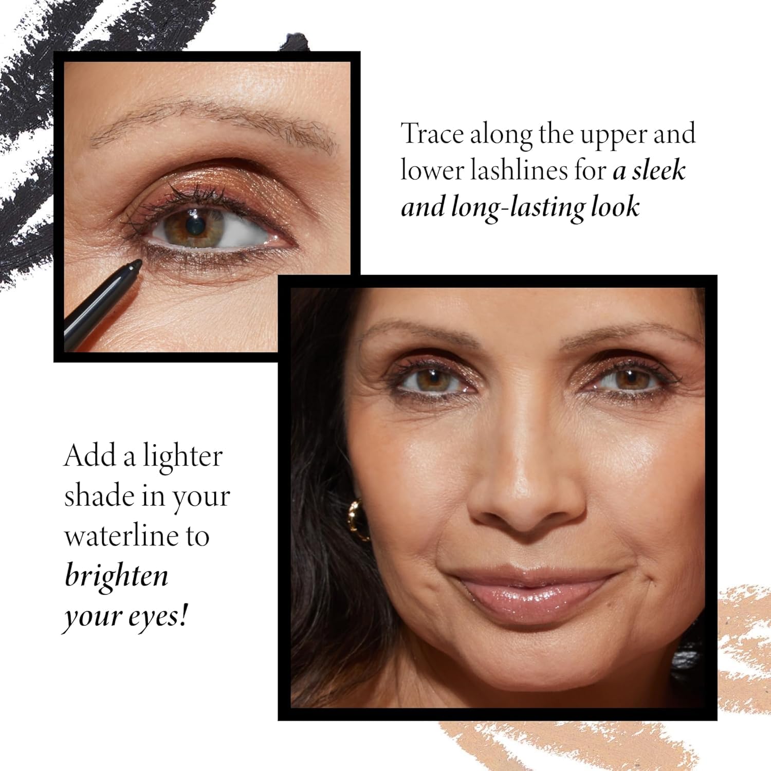 LAURA GELLER NEW YORK eyeliner beside eyeshadow showing complementary warm color styling