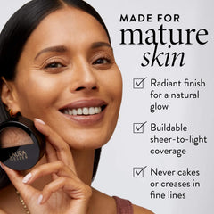 LAURA GELLER open compact with brush demonstrating quick application advantage