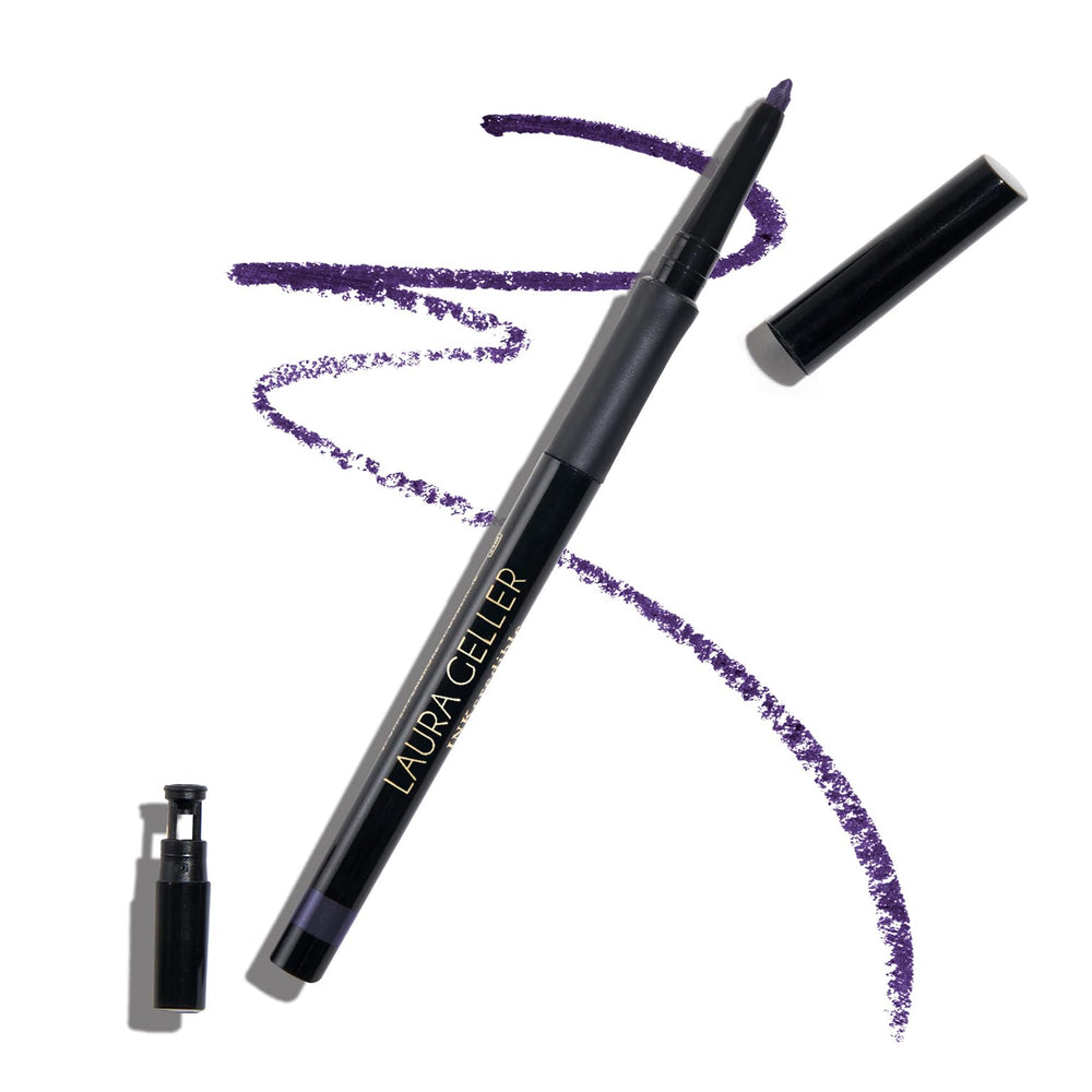 LAURA GELLER NEW YORK front view of Deep Purple pencil shows compact design and color