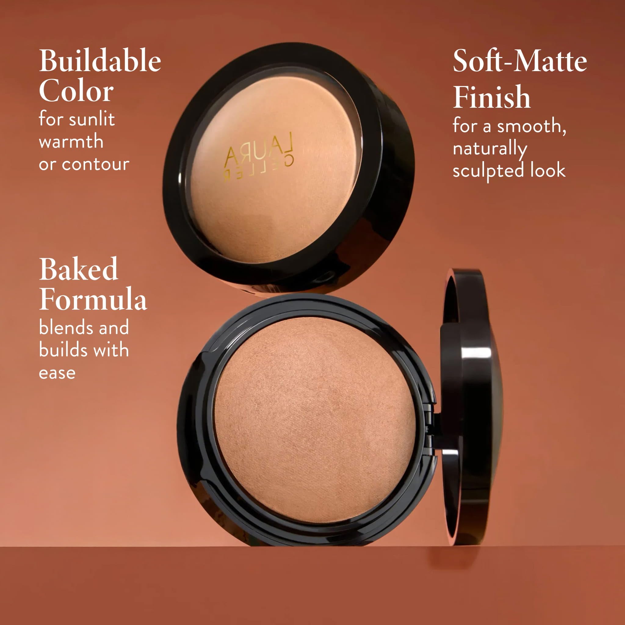 LAURA GELLER close-up of skin finish showing soft-focus matte effect benefit