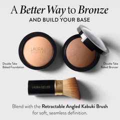 LAURA GELLER open compact showing powder and label for ingredient clarity benefit